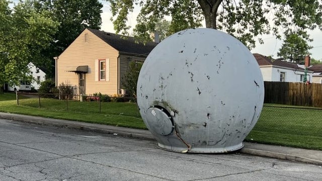 See it: Giant sphere falls from sky in Indiana after severe weather sweeps through